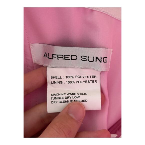 Alfred Sung dress D836 Off the Shoulder Ruffle Satin Trumpet Gown pink size 6 - Picture 5 of 7
